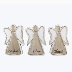 Set of Three Angel Figurines with Inspirational Words